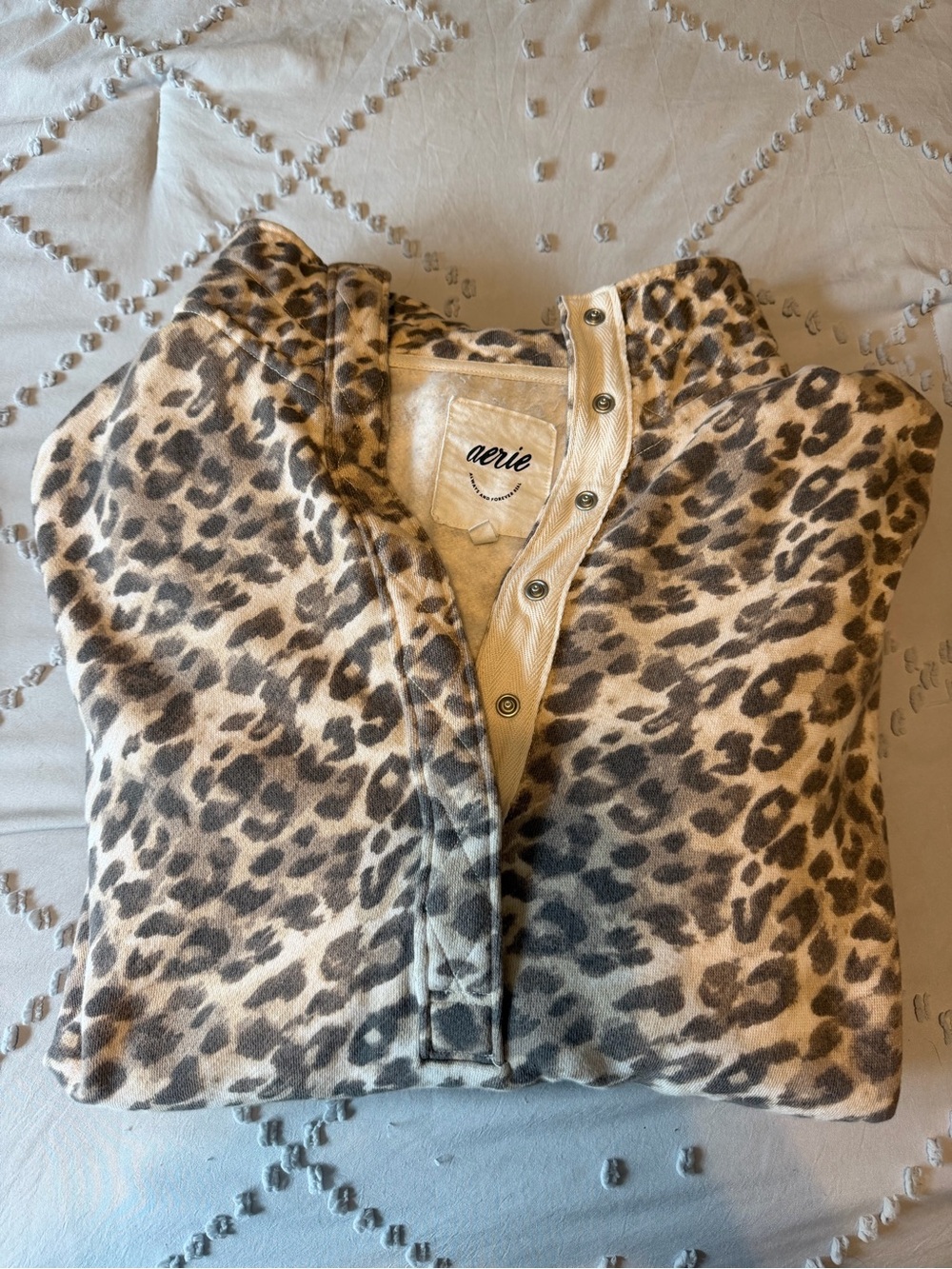 Like New! Aerie "Oh Snap!" Leopard Print Fleece Pullover - XL